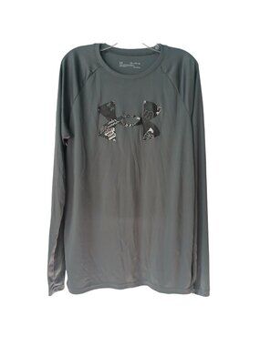 Under Armour Youth YXL Long Sleeve Loose Fit HeatGear Shirt Gray Polyester #D-24